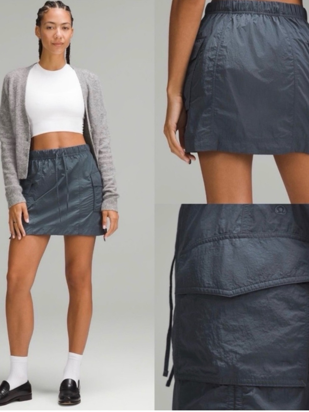 NWT Lululemon Oil Blue Nylon Cargo Skirt- Medium